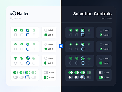 UI KIT of selection controls button checkbox concept controls dark default design disable focus hower kit list product radio selection selectors switch theme ui ux