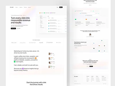 Ludern – Link Tracking & Affiliate Attribution Platform affiliatemarketing analytics dashboard design interface landing page linktracking productdesign saas ui uidesign uxdesign web web design webdesign website