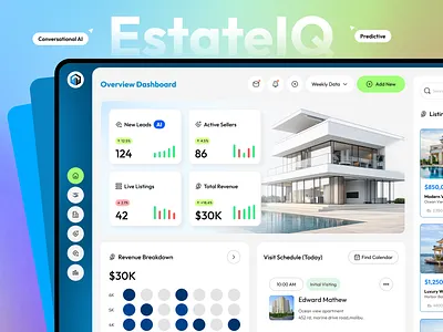 EstateIQ: AI-powered Real Estate Analytics and CRM Dashboard admin dashboard ai powered dashboard apartment conversational ai crm crm dashboard home management property property dashboard property management real estate real estate admin real estate agency real estate agent real estate business real estate dashboard real estate web app realestate realestate crm