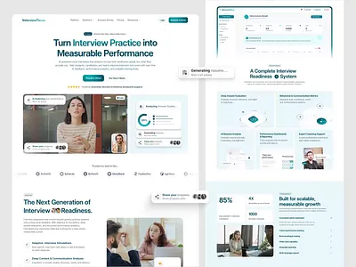 InterviewFocus – AI Interview Training SaaS Landing Page v2 ai platform ai saas hilf al hilf al llc interface landing page layout minimal modern ui product design saas ai saas design startup tech website trending ui ux visual web design website design