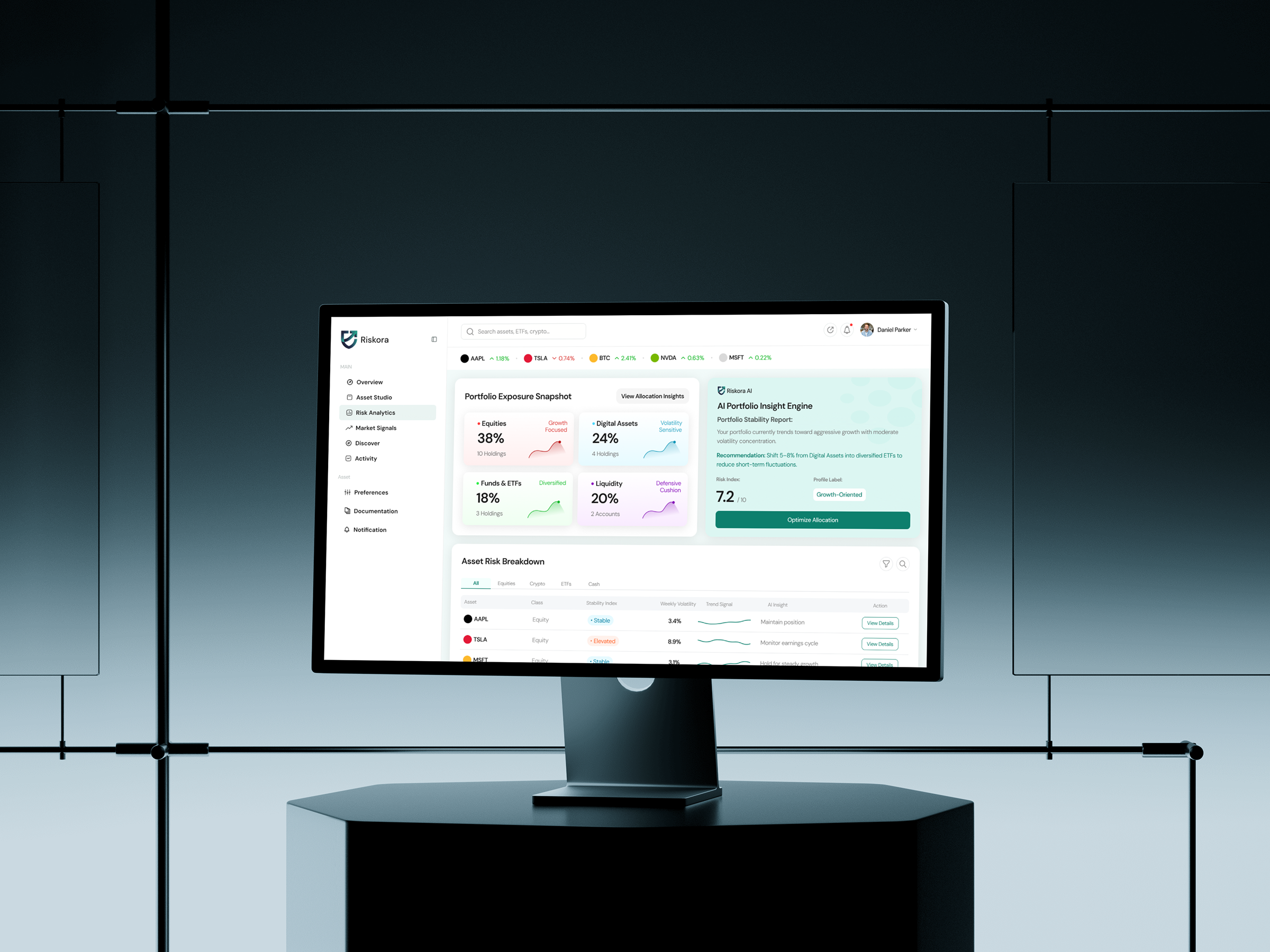Investment Analytics Dashboard admin panel analytics dashboard dashboard data visualization enterprise software finance dashboard fintech interaction design investment platform portfolio management product design responsive design risk management saas platform ui design user experience user interface ux design web app web design