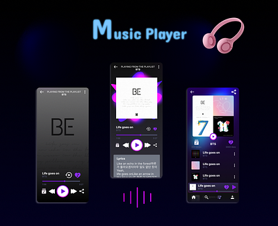 Music Player UI 3d branding bts dailyui design musicplayer playlist ui ux
