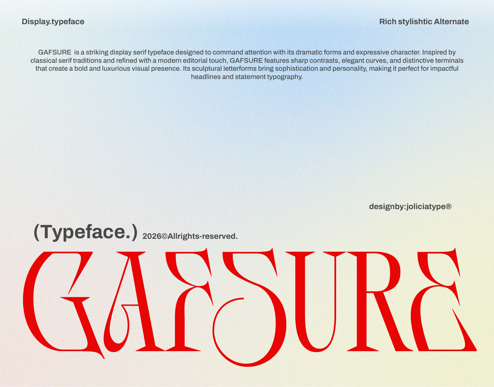 Gafsure | Modern Serif | Free To Try artistic typography decorative serif display serif editorial headline editorial serif elegant typeface expressive typeface fashion typography free font freebies headline font logo font luxury branding luxury serif modern serif poster typography premium typography sophisticated serif statement typography stylish alternates