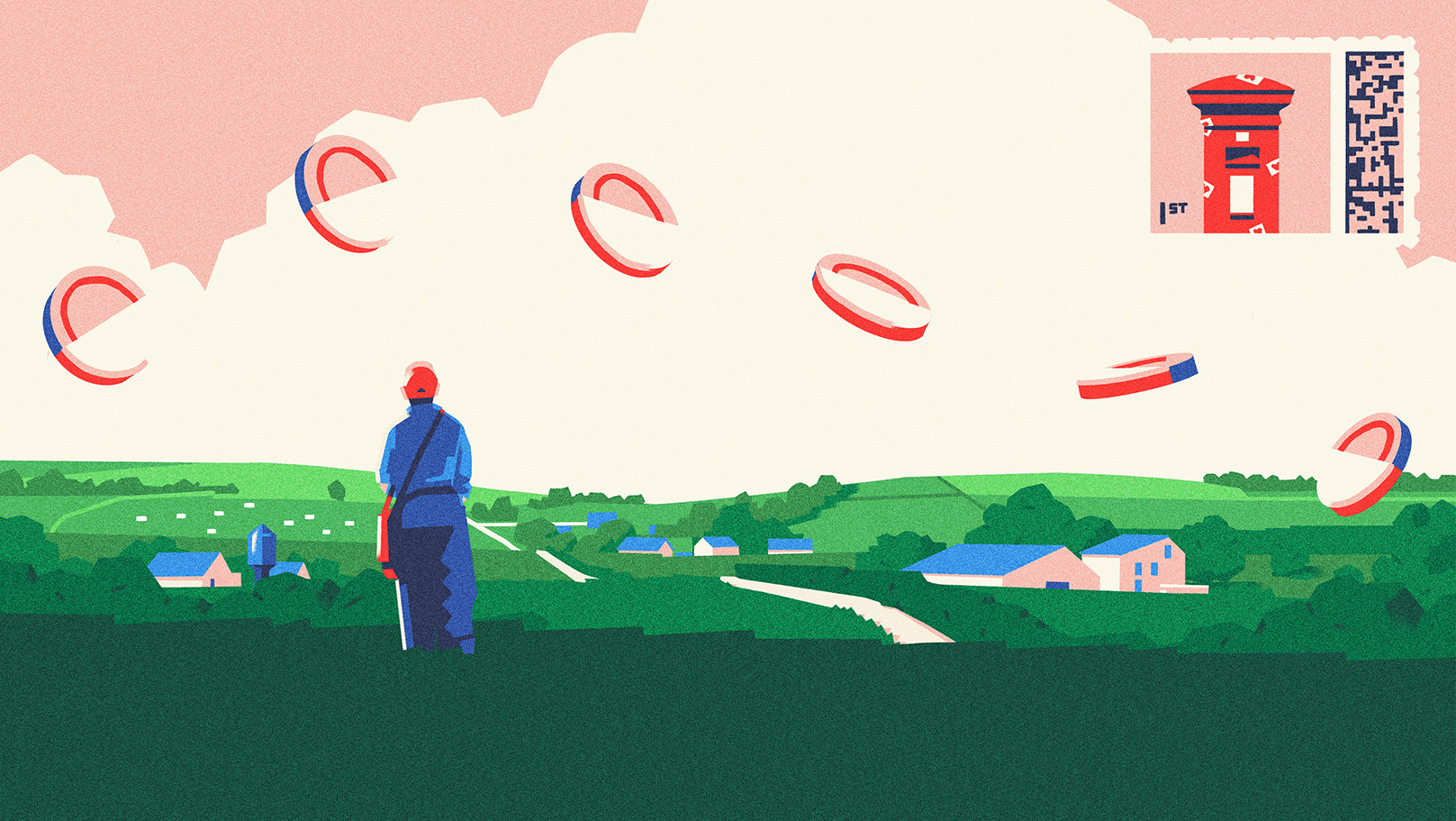 Concept editorial illustration artwork business digital editorial illustration magazine mail money post publishing village