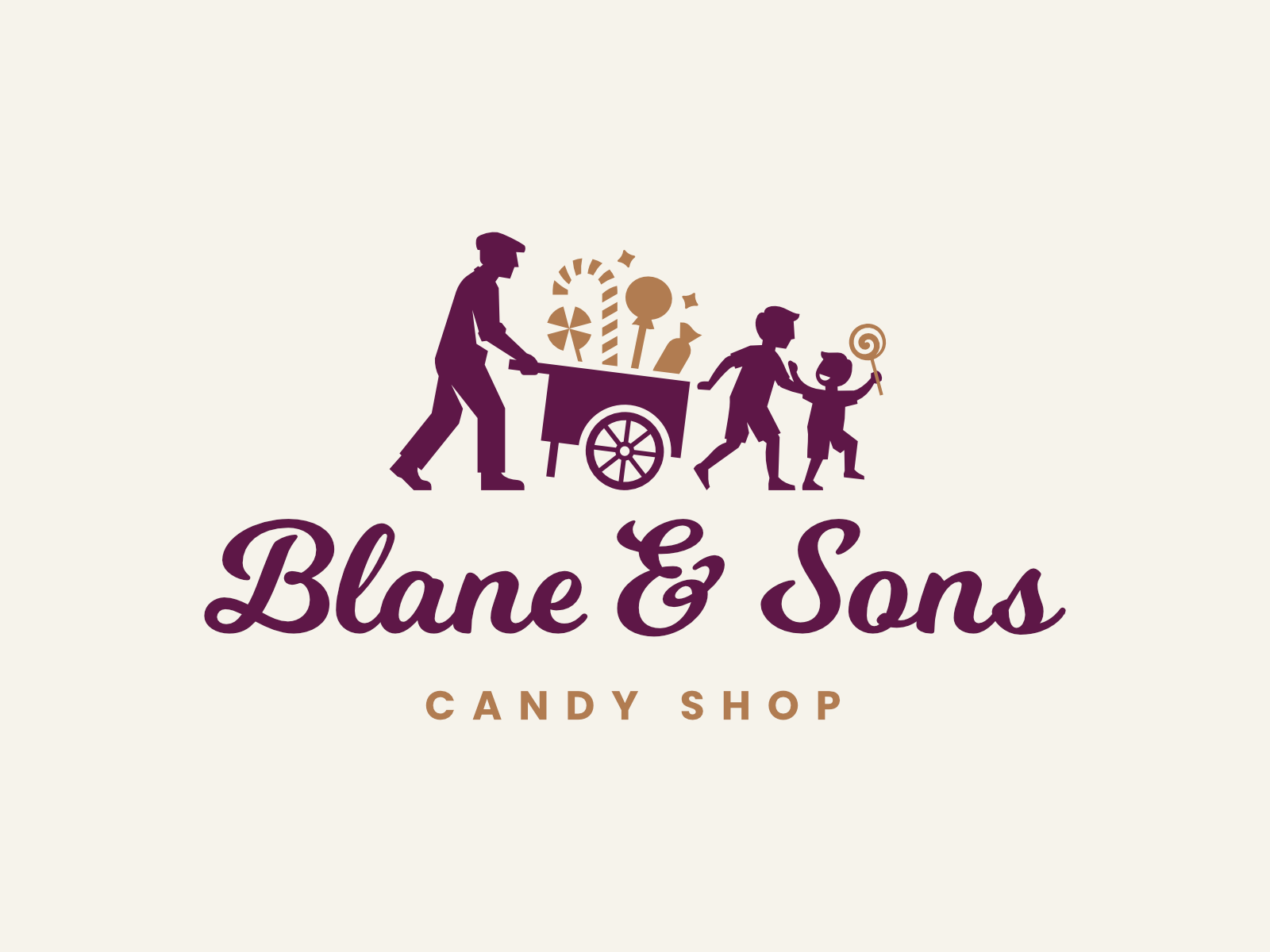 Father & Sons Candy Logo candy candy cart candy shop candy store desserts family father logo sons sweets