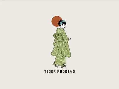Tiger Pudding — Japanese Inspired Dessert Brand Logo brand identity branding character logo dessert brand food branding geisha illustration illustration logo japan branding japan culture japanese aesthetic japanese illustration japanese logo lifestyle brand logo logo design minimal illustration modern branding restaurant branding vector illustration