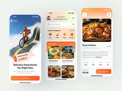 Food delivery mobile ui design clean design delivery app ui delivery tracking food app design food delivery app food ordering app food ui minimal ui mobile app mobile ui product design restaurant app