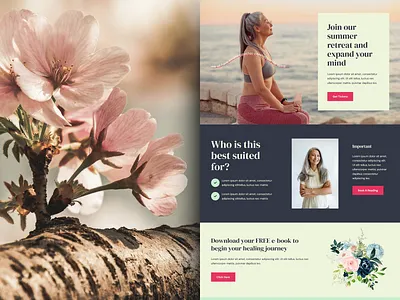 Summer Retreat Website Landing Page Template elegant event feminine floral flowers inspiration landing page pink retreat spring summer template ui ux web design website website design woman wordpress workshop