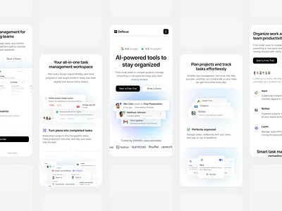 AI Project Management Assistant – SaaS Landing Page ai design landing page saas ai saas website ui web web design webdesign website