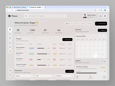 Project Management Dashboard Design calendar design management meeting product design project task web
