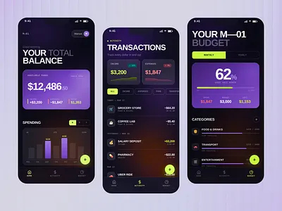 Personal Finance App for Budget Tracker Dashboard app dashboard app design app ui budget tracker dar mode digital banking expense tracker finance app fintech fintech design mobile design mobile ui money app personal finance product design saas design ui design ui inspiration uiux uiux designer