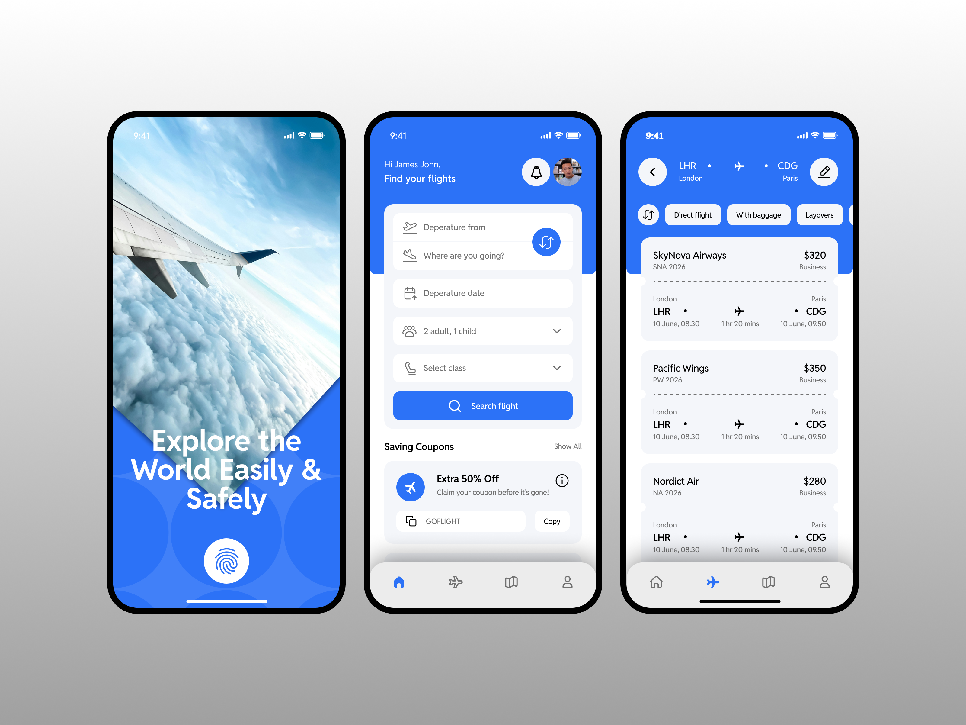 Smart Flight Booking Mobile App airline app airline interface app design booking ui figma ui flight booking flight mobile app flight search mobile ui design modern mobile ui product design seat booking ticket booking travel app travel dashboard travel ui ui inspiration