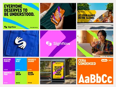 Signflow brand direction accessibility app asl branding communication connection courses education flow gestures learning platform logo logodesign motion sign language symbol visual identity