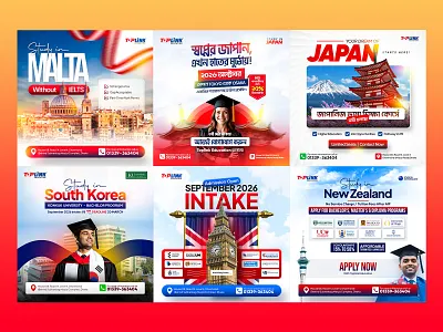 Study Abroad Social Media Banner Designs banner banner ads banner design facebook banner google ad banner instagram instagram banner instagram post instagram stories instagram template landing page meta ads social media social media banner social media marketing social media pack social media templates study abroad banner study abroad poster web design
