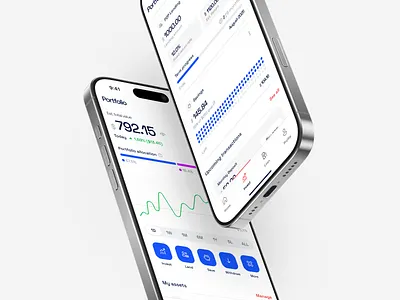 Investa: Wealth Growth Hub Mobile App app balance banking blue chart clean fintech invest minimalistic mobile ui ux wallet white