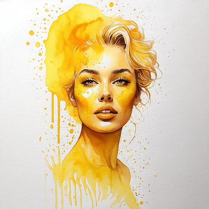 "Golden Veil" | Ethereal Yellow Portrait Illustration