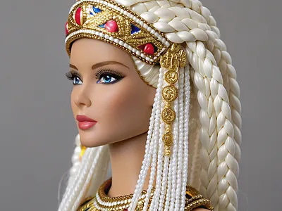 "Royal Braids" | Regal Barbie Portrait with Gold Headpiece 3d adobe illustrator art character design concept art design design inspiration graphic design illustration