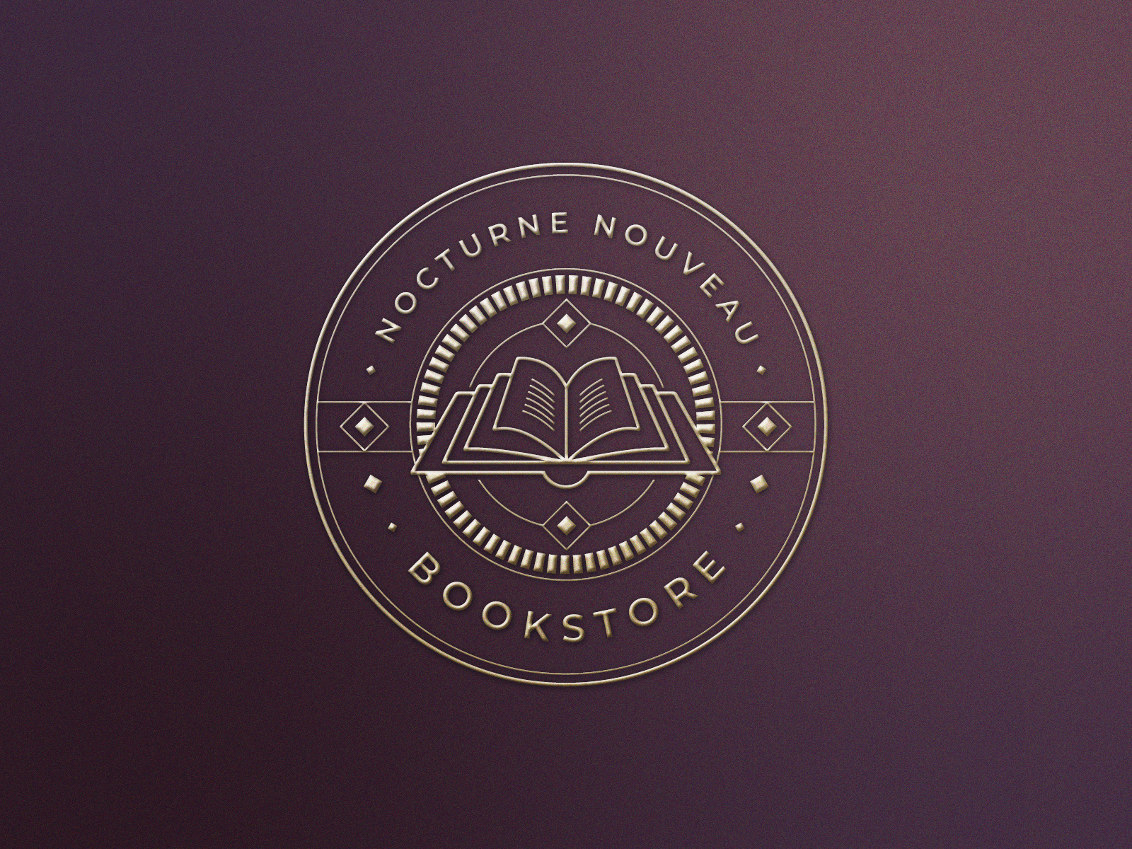 Bookstore line art logo badge - Nocturne Nouveau