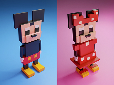 Mickey set 3d blender design graphic design illustration mickey minimal pixel