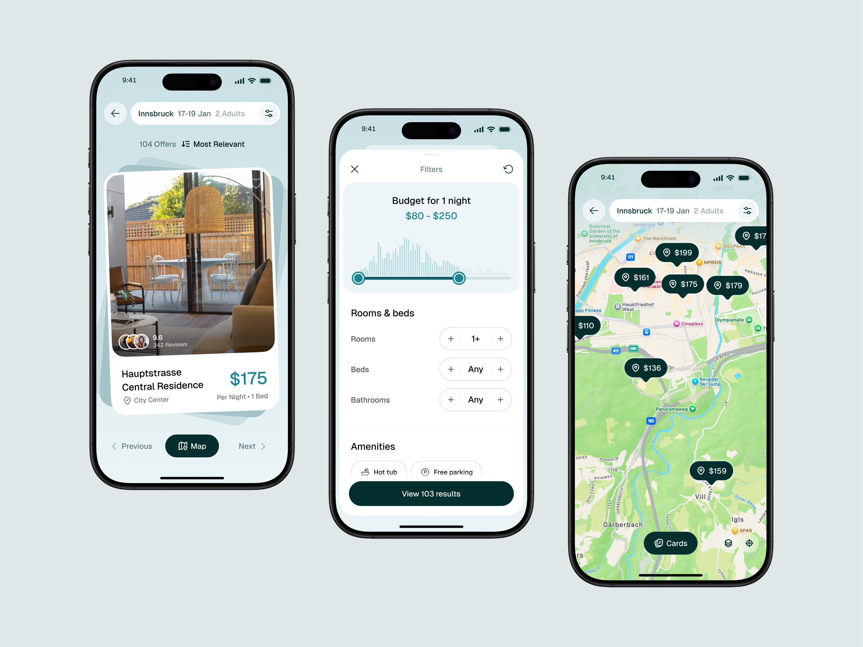 Travel App — Filters & Map