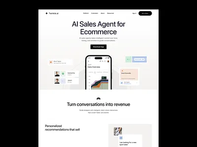 AI Sales Agent - AI Landing Page ai ai landing page ai landing page design ai product ai startup ai task manager ai tool ai transcript ai website ai website design event website landing page product design startup landing page startup website task manager ui user experience ux