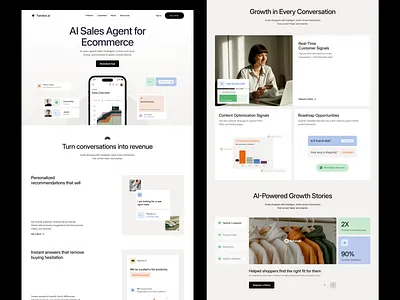 AI Sales Agent - Landing Page Design ai ai ecommerce ai generative ai landing page ai landing page design ai product ai tool ai transcript ai websit ai website ecommerce tool generative grwoth image to video landing page landing page design product design sales ui website