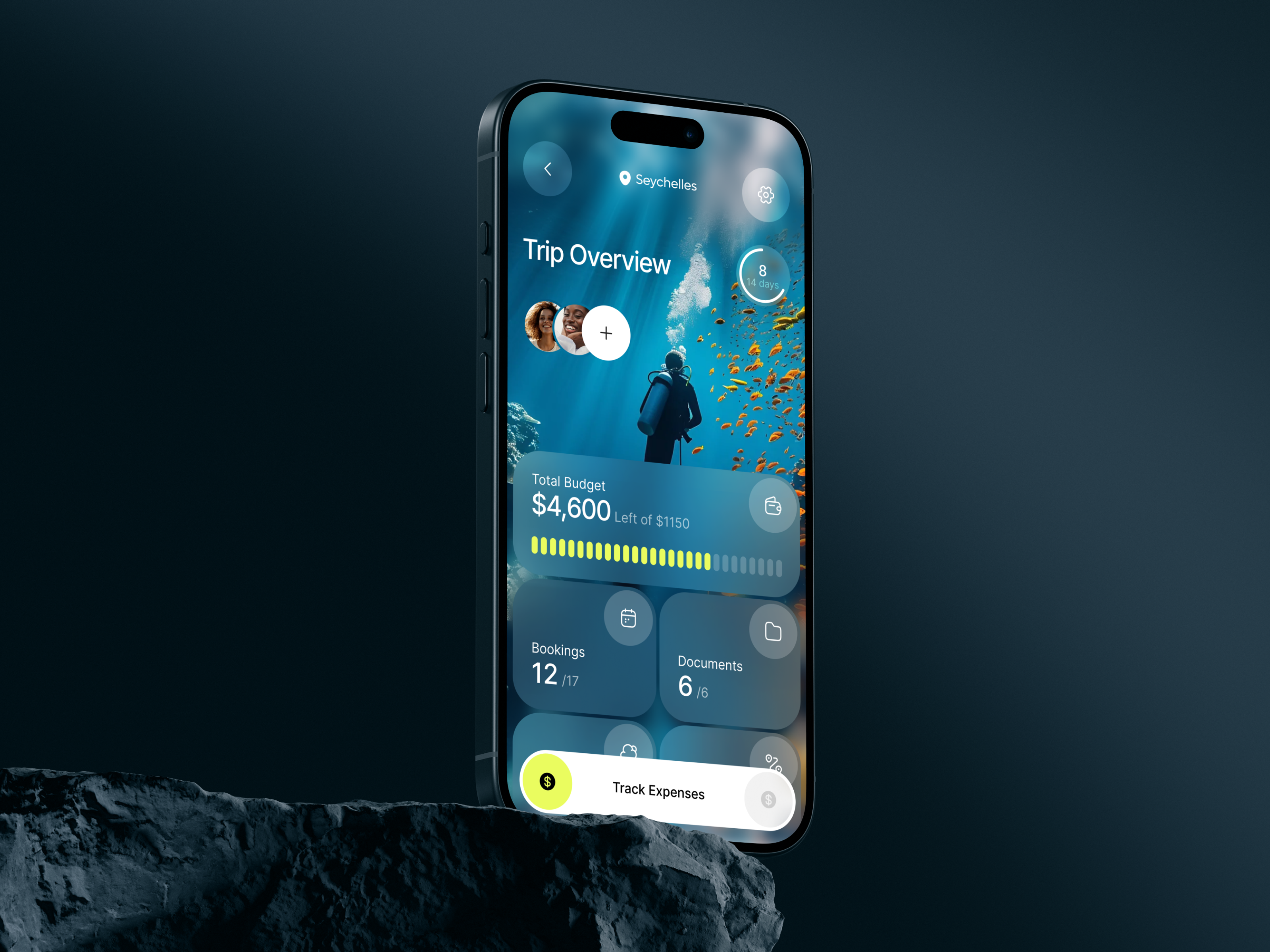 🌎 Mobile app design for the travel manager app | Hyperactive app app design budget clean ui concept design glassmorphism hyperactive mobile mobile design planning product design statictic trip ui ux vacation