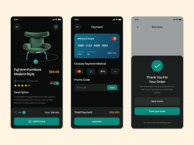 E-Commerce App animation app branding dark mood screen design e commerce mobile app payment screen shopping mobile app ui ux