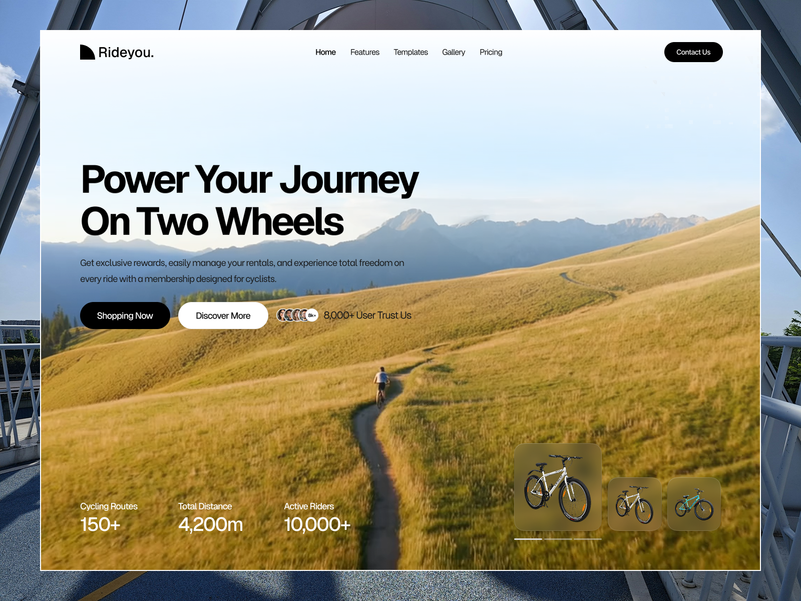Rideyou — Cycling Landing Page Hero 🚴‍♂️ branding design illustration logo ui ux web webdesign website website design