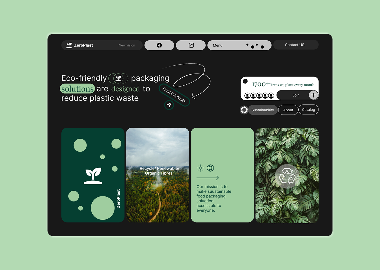 ZeroPlast – UI Design for Plastic Waste Reduction clean ui eco friendly environmental awareness figma hero section landing page modern web design ui concept ui design website concept