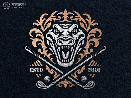 Crocodile King Golf Emblem - logo