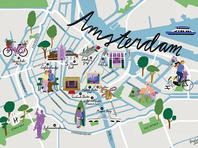 Amsterdam Map digital editorial folioart illustration map