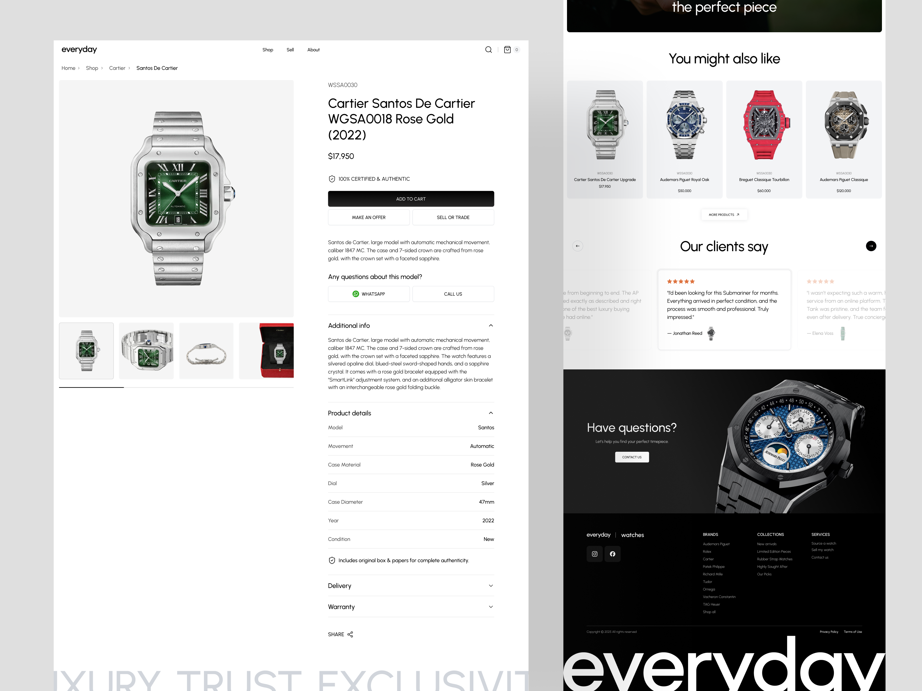 Example of Luxury E Commerce Web Design — 5 Screens