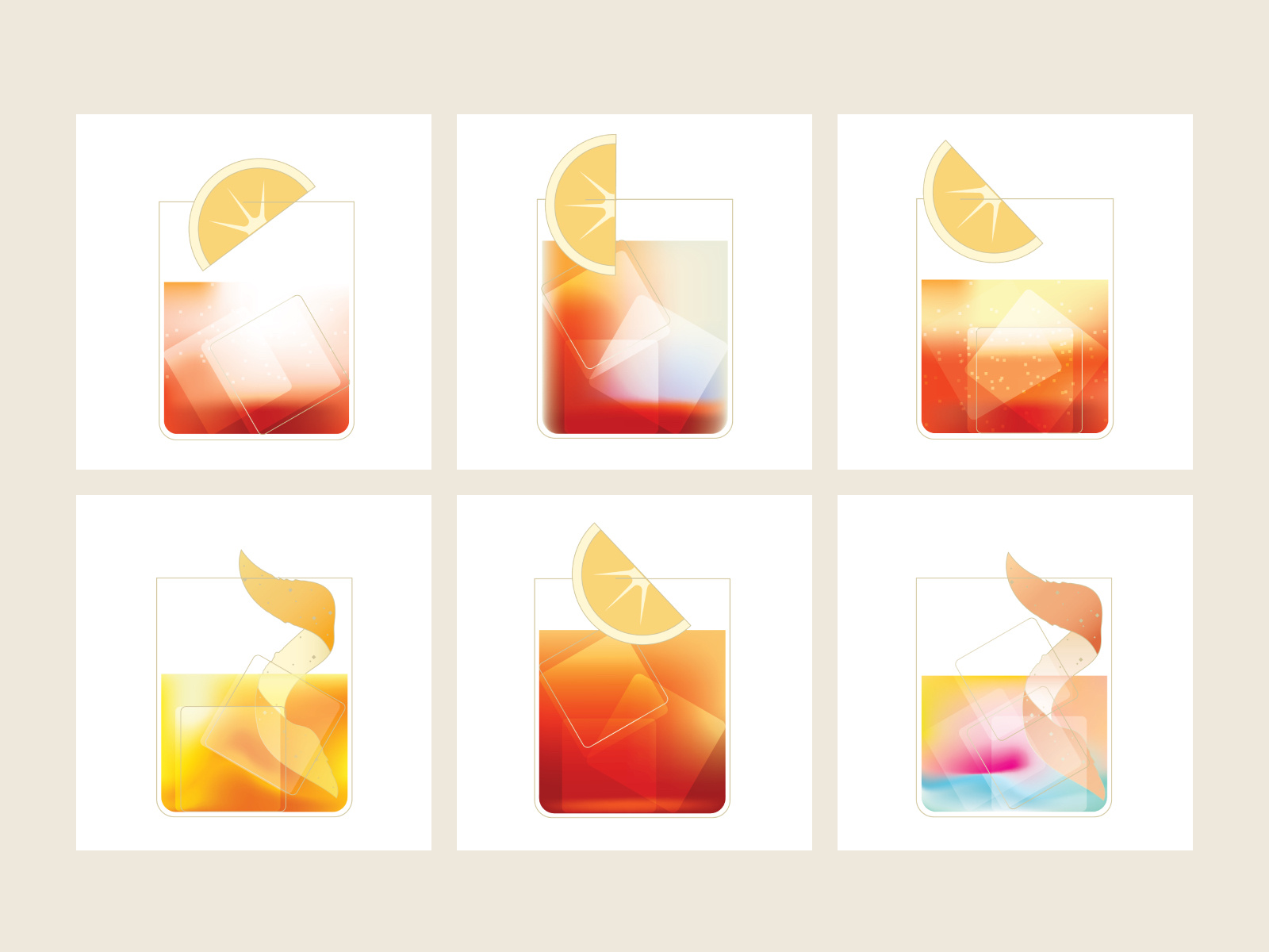 Cocktail Cabinet book illustration set