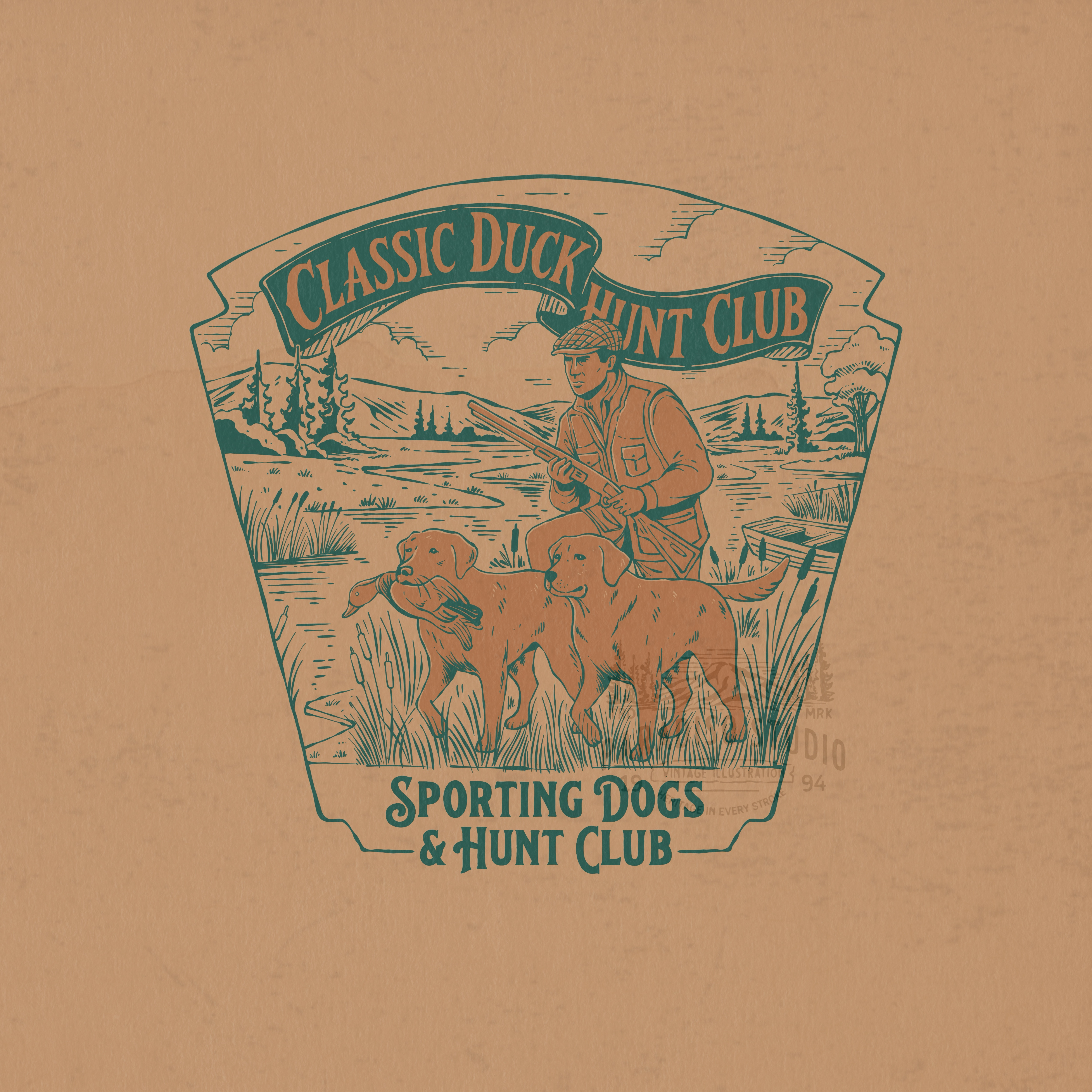 Classic duck hunt club apparel branding clothing design illustration merchandise retro tees design vintage