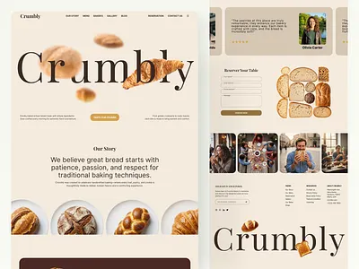 Crumbly - Artisan Bakery Landing Page artisan bakery clean ui elegant design food website landing page typography uiux web design