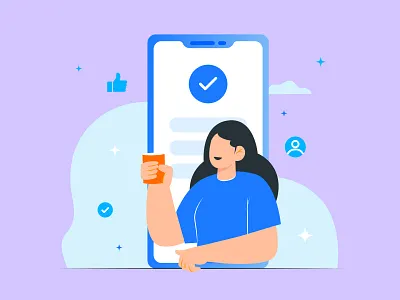User Verification Success Illustration for Mobile App Onboarding character design character illustration digital experience digital illustration fintech flat illustration illustration mobile app onboarding product design success state ui illustration user verification ux illustration