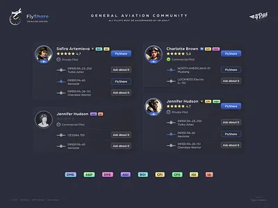 FlyShare - Aviation Community 4pilot aviation commecial pilot fly flyshare pilot private pilot sky ui card ui community