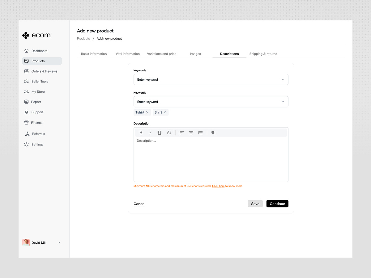 eCommerce dashboard design Image 2
