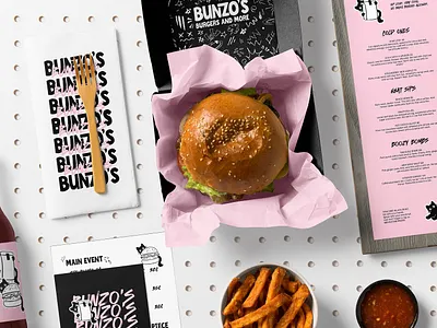 Bunzos Burger Branding branding burger design download identity lifestyle logo mockup mockups premium psd restaurant template typography