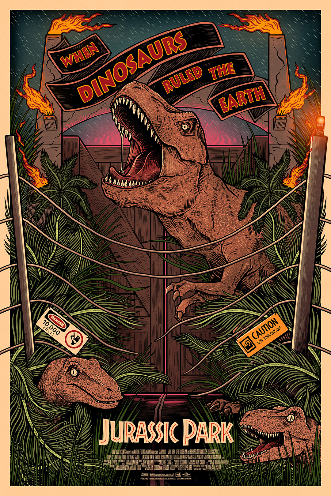 Jurassic Park - Vice Press alternative movie poster digital illustration dinosaurs drawing illustration movie poster t rex ui