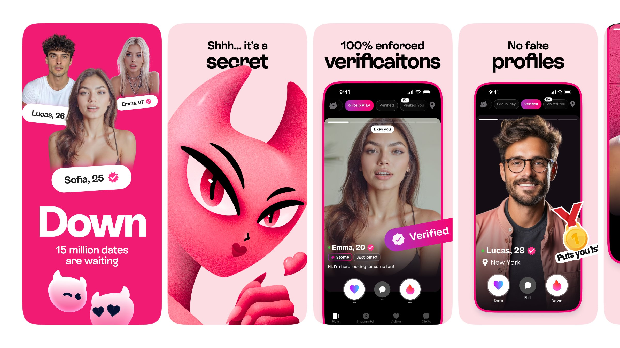 App Store Screenshots | DOWN: The Casual Dating App