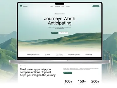 Tripnest – Trip and Travel Booking Landing Page UI/UX Web Design awd clean elegant funnel page graphic design landing page marketing page minimalist modern design product design saas saas. landng page sales page travel landing page travel sales page travel web travel website design trip booking web app web design