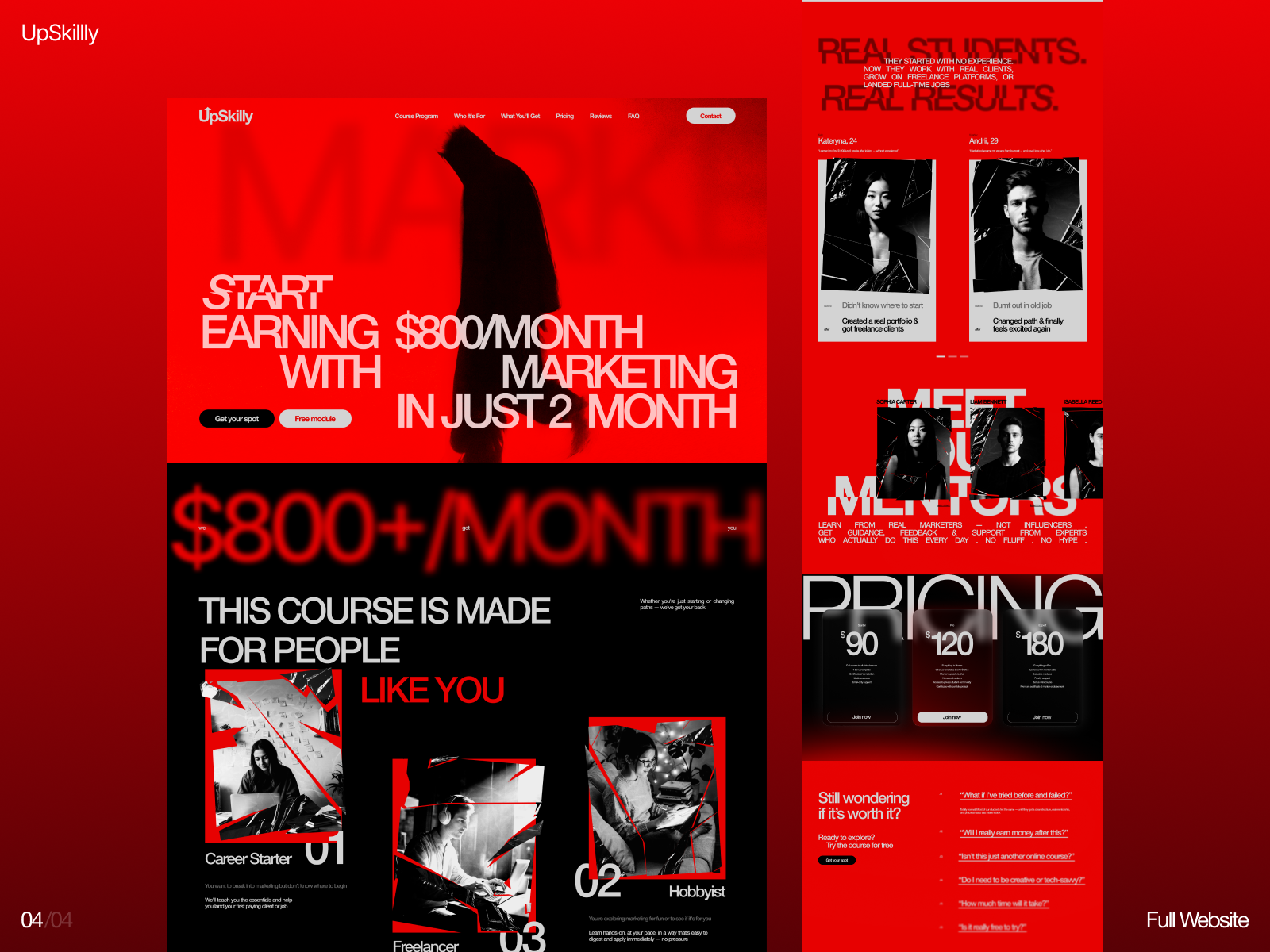 UI/UX Website for Online Marketing Course - UpSkilly