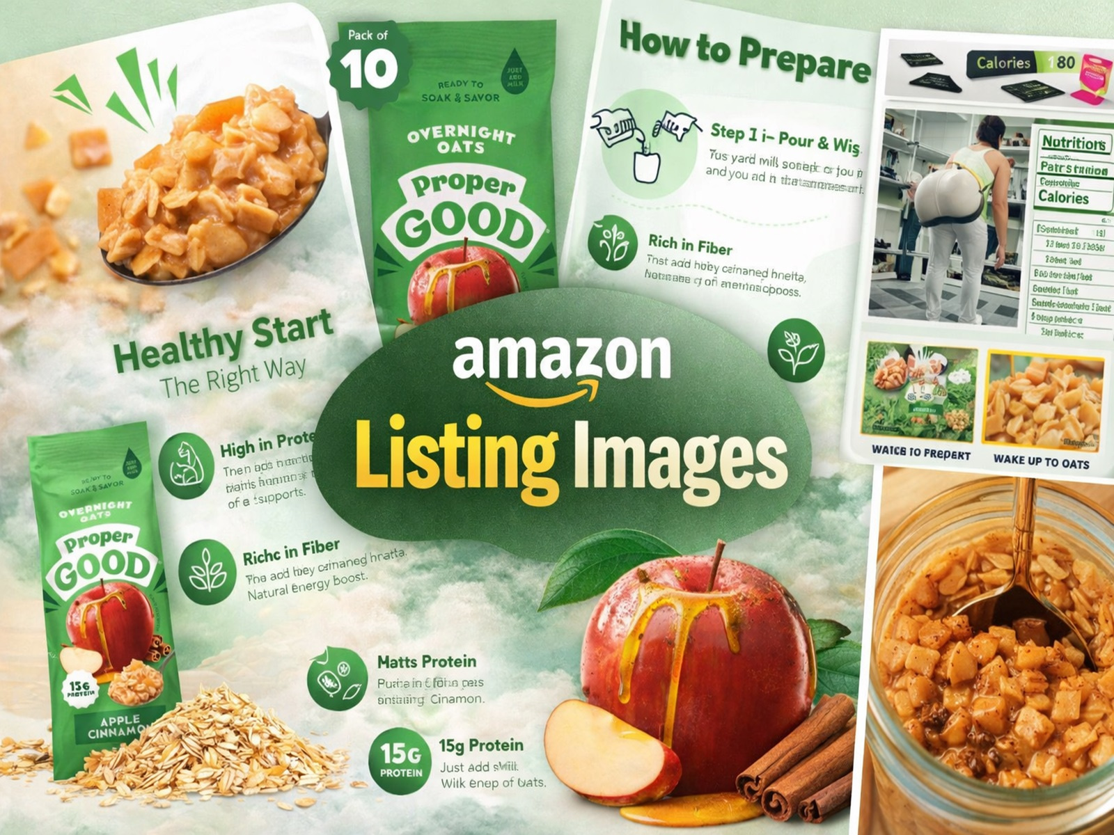 Amazon listing Images: Apple Cinnamon Oats amazon amazon listing images amazon product amazon product images graphic design