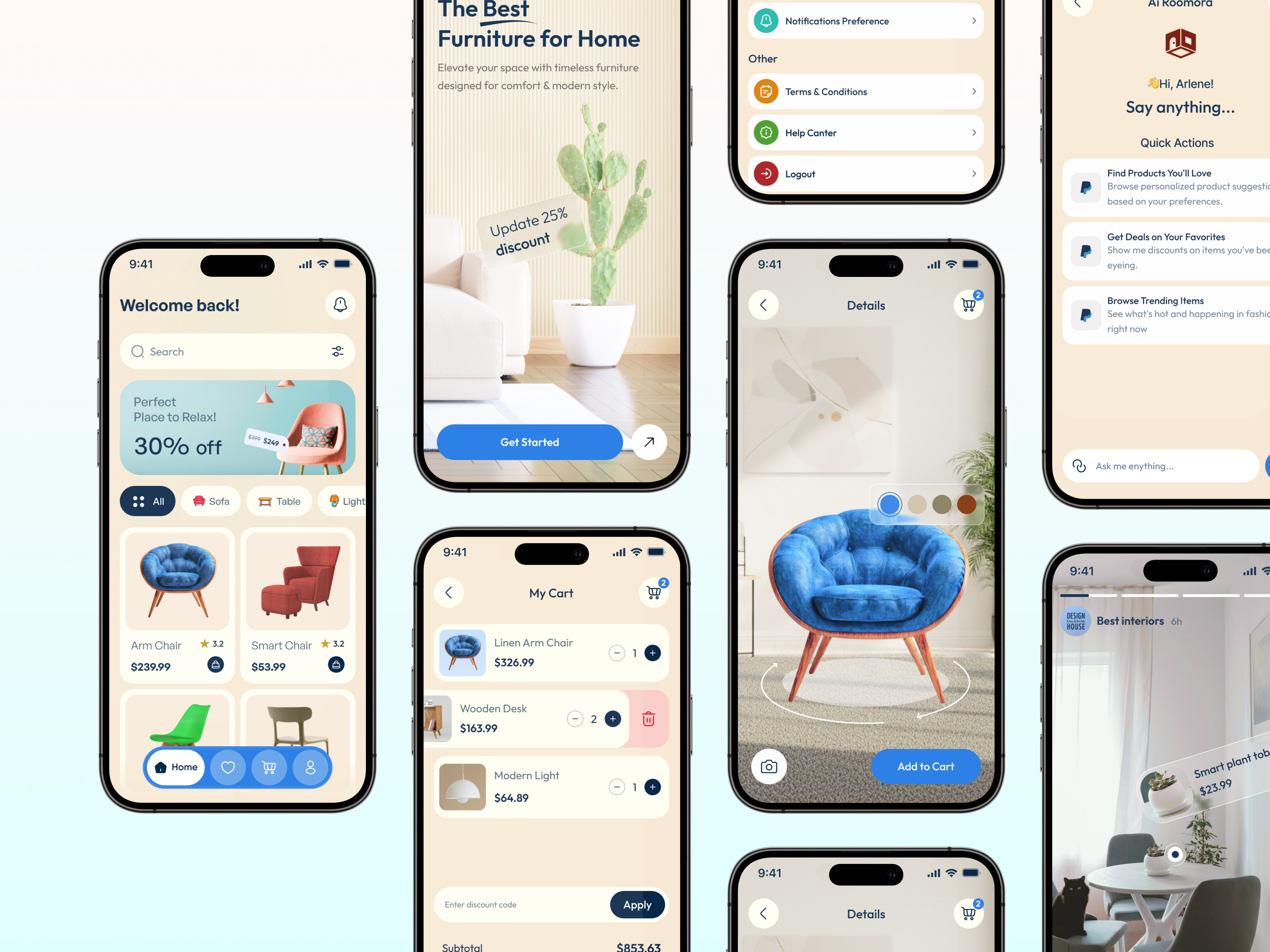 Smart Furniture Store App — Clean UX Flow app clean ui ecommerce ecommerce app furniture app ui furnitureshopping futniture store online store online store app shop shopping app ui uiux uxdesign