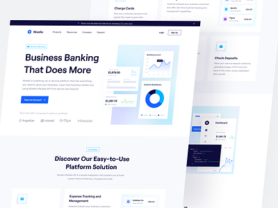 Nivelle - Finance Landing Page analytics banking business banking design finance financial fintech freelancers ui ux website website design