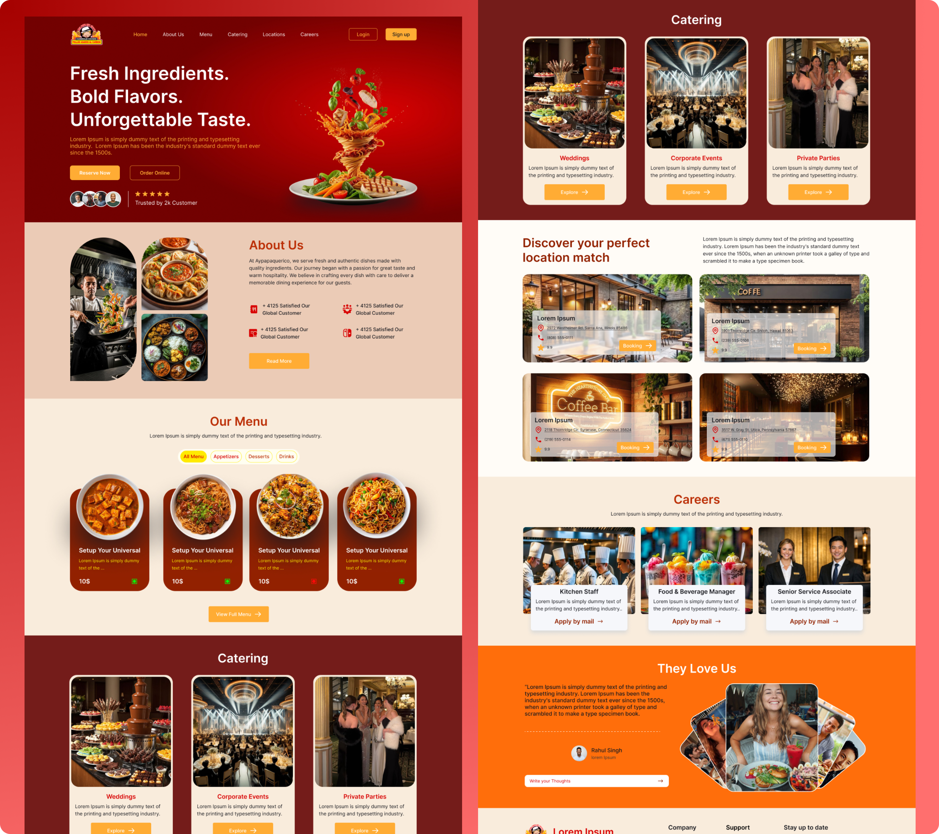Food Website Homepage Design figma food design graphic design honepage layout photoshop red restutrant ui uiux desginer ux website redesign
