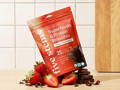 Five Stems - Protein Smoothie Branding & Packaging Design brand identity branding cpg dtc ecommerce fruit health healthy leaf organic packaging packaging design protein smoothie supplement supplements wellness
