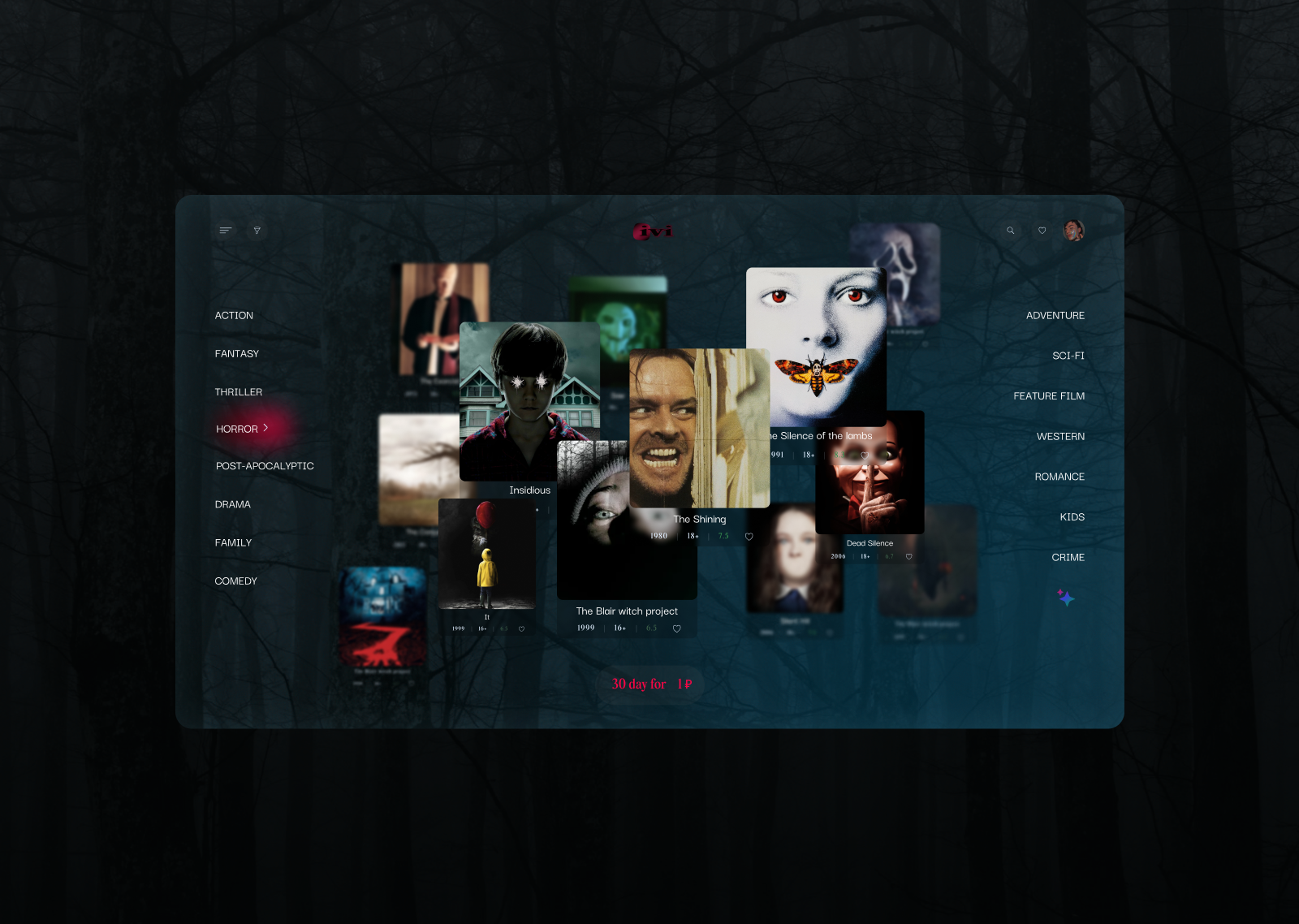 ivi - Online cinema branding graphic design online cinema streaming ui ux web design